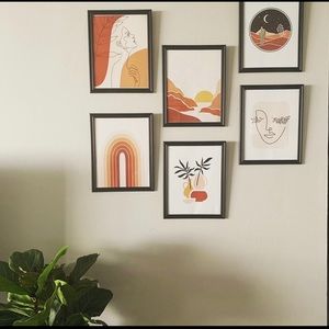 Society6 Set of 6 Framed Midcentury Modern Framed